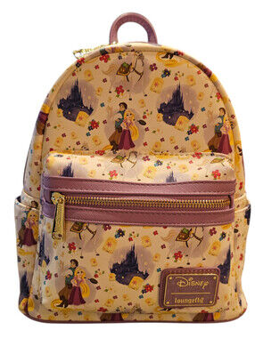 Loungefly Disney Tangled Rapunzel Flynn Maximus All-Over Print Mini Backpack